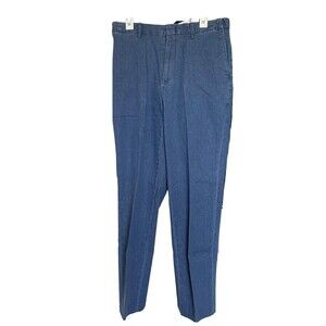Orvis Mens Pants Blue Denim Stretch Comfort Waist Cotton Spandex Preppy Sz 34 W